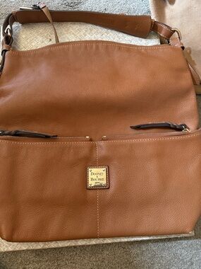 Dooney & Bourke Cognac Brown Pebbled Leather Shoulder Bag